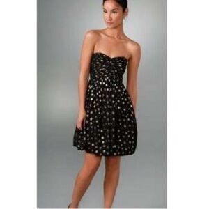 Shoshanna Silk Black Gold Metallic Star Print Bubble Dress Sz 0 Y2K New Years